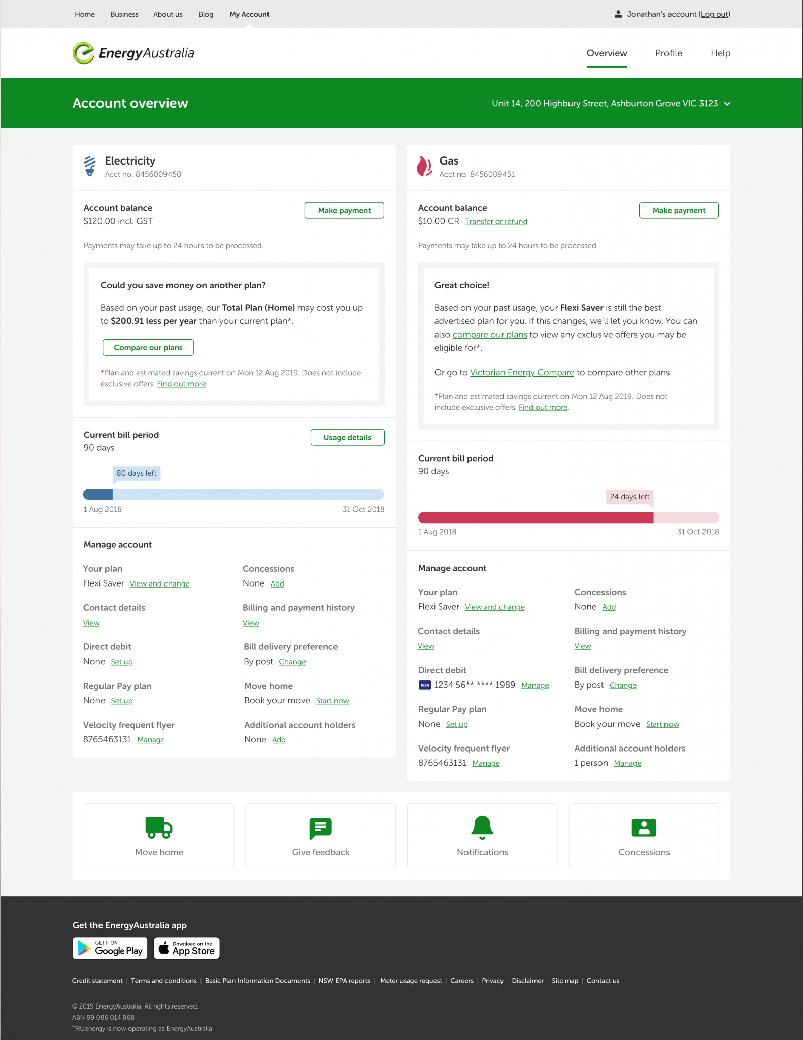 My Account Dashboard Visualsauce